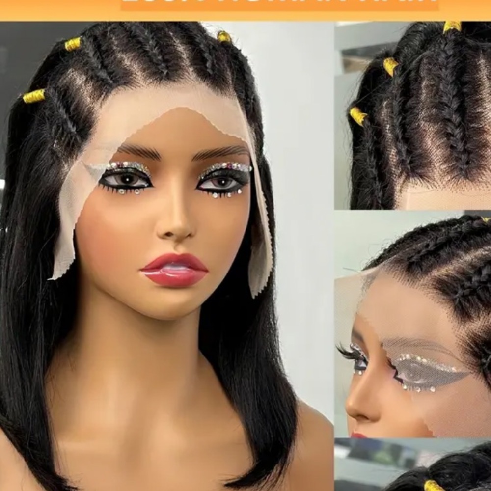 Lace Front Bob Wig with Braided Top. 100% Human Hair